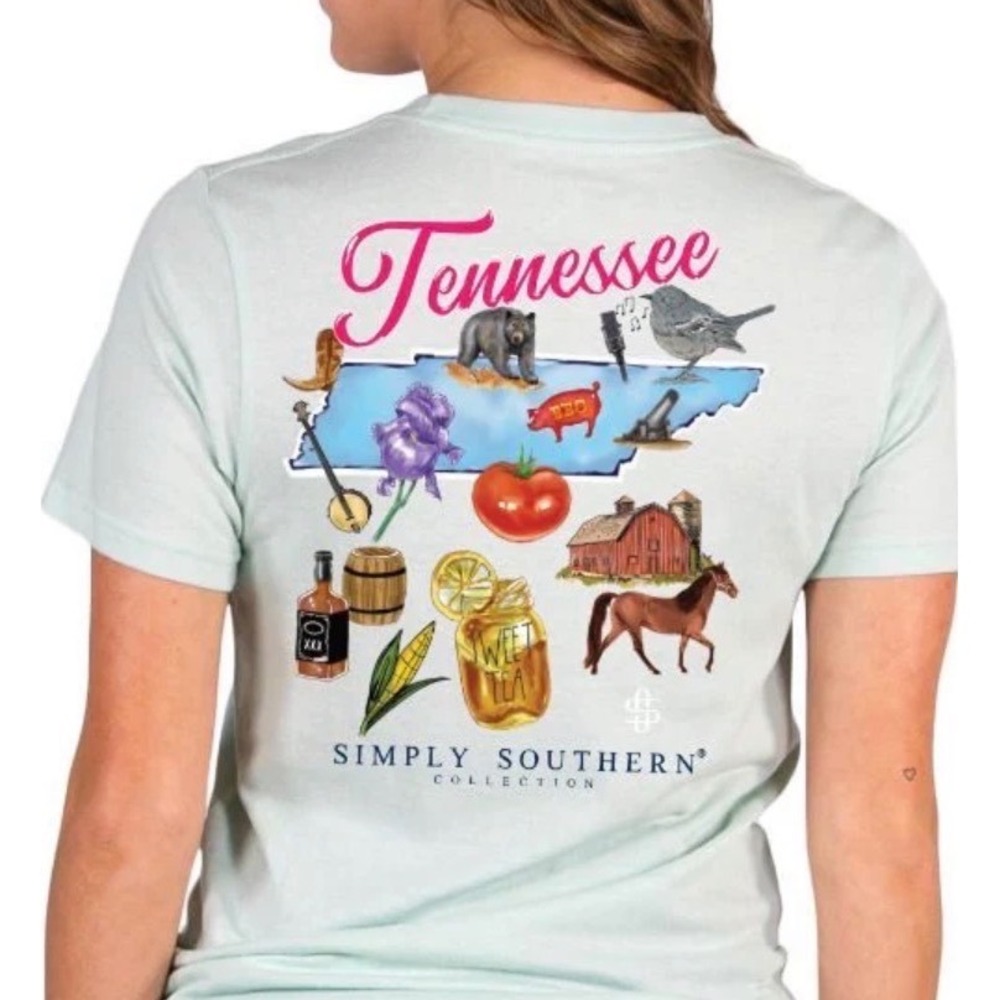 Simply Southern Tennessee State Graphic T-Shirt Mint Green Short Sleeve NWT XL